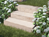 Blocs marches en travertin Medium avec fleurs et gazon