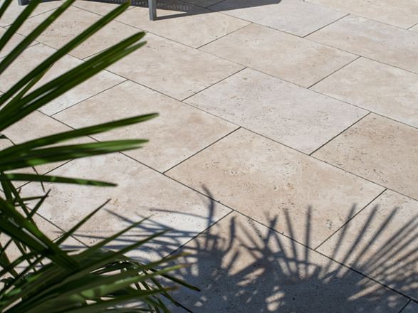 Palmen auf der Travertin-Terrasse